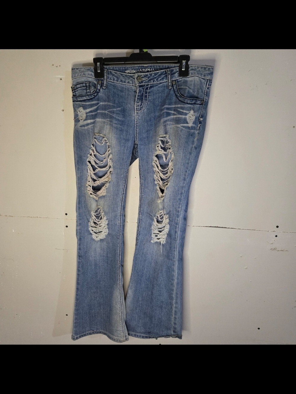 Blue Asphalt Light Blue Ripped Flare Jeans